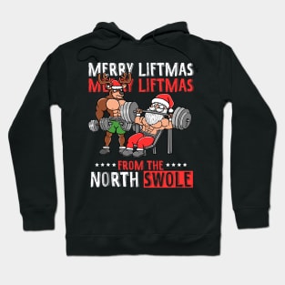 Merry Liftmas From North Swole Muscle Santa Weightlifting Hoodie